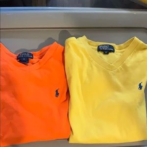 🌼SPRING READY🌼 2 POLO Ralph Lauren V-NECK Tee Shirts w/ Pony Logo Sz 6
